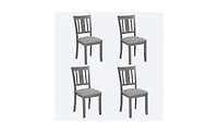 Wooden Dining Chairs Set of 4, Kitchen Chair with Padded Seat, Upholstered Side Chair for Dining Room, Living Room, Gray