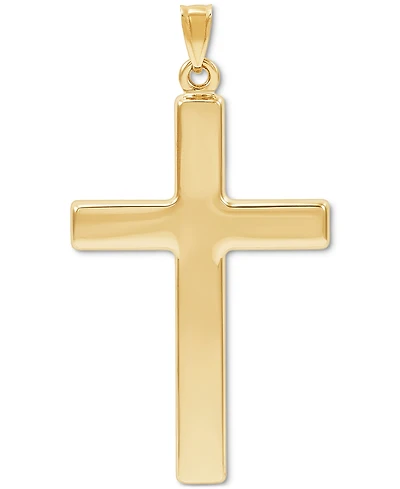 Men's High-Polished Simple Large Cross Pendant in 14k Gold
