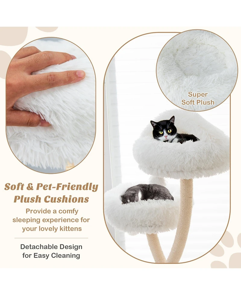 70 Inch Tall Cat Tree 4-Layer Tower with 3 Perches and Dangling Balls