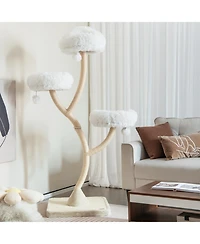 70 Inch Tall Cat Tree 4-Layer Tower with 3 Perches and Dangling Balls