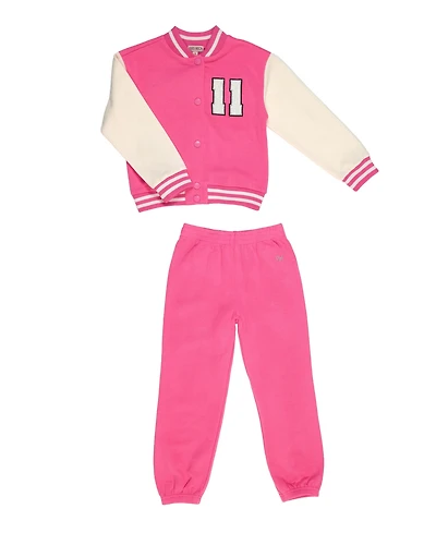 Paris Hilton Toddler Girls Sporty Paris Varsity Jacket and Jogger Pants 2 Piece Lounge Set