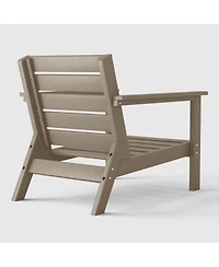 WestinTrends Outdoor Modern Hdpe Patio Weathered Wood Club Chair with Deep Seat Cushions