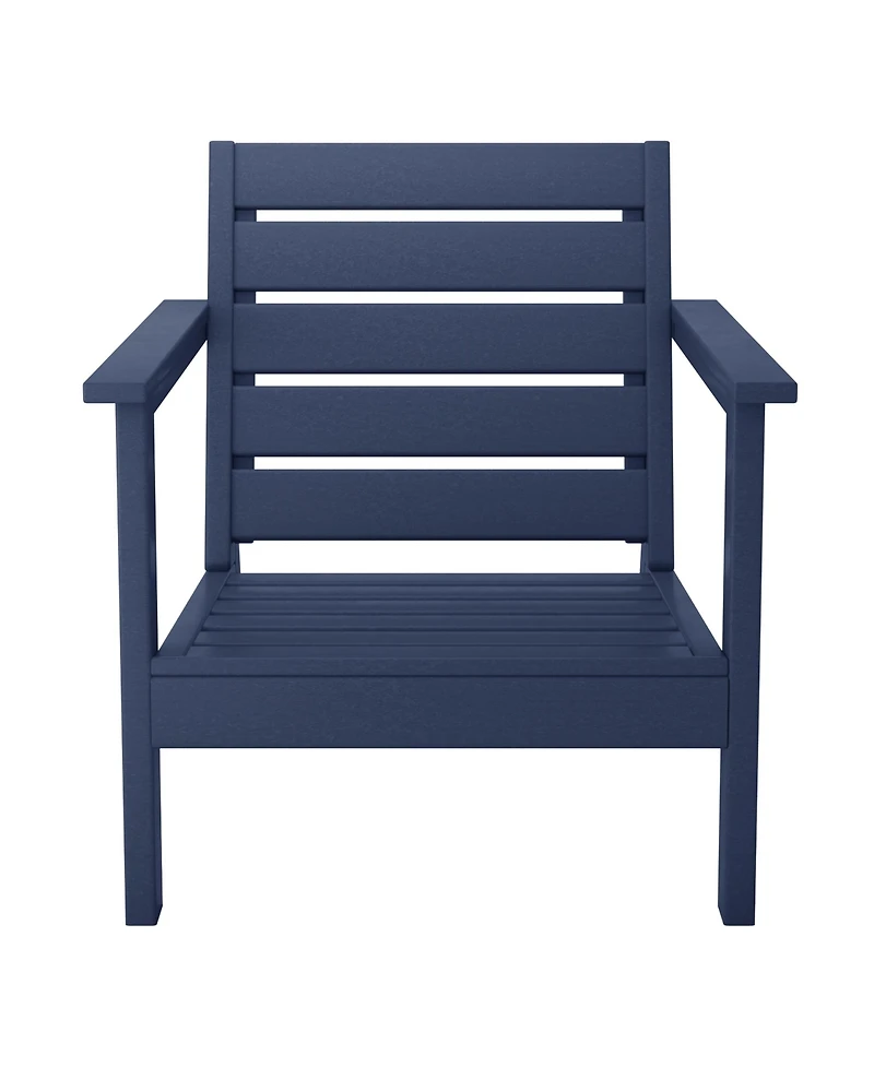 WestinTrends Outdoor Modern Hdpe Patio Navy Blue Club Chair with Deep Seat Cushions