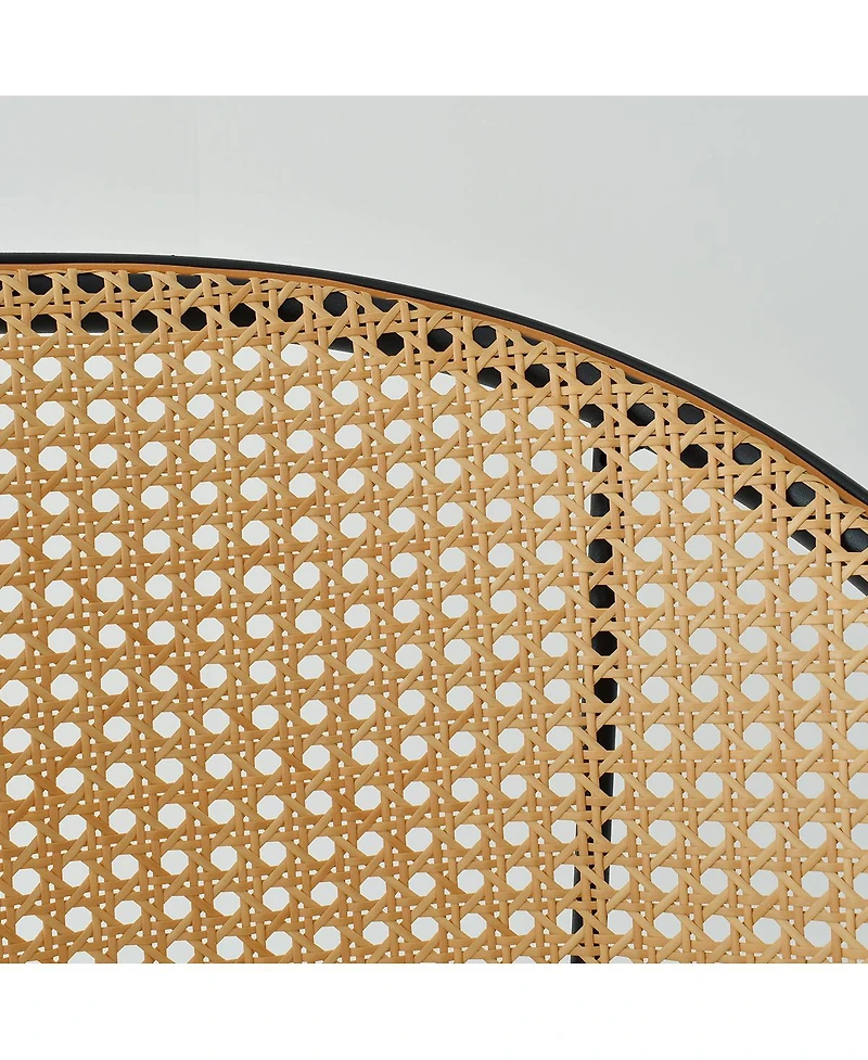 Set of 2 Armless Upholstered Boucle Counter Stools With Rattan Back-Maison Boucle