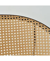 Set of 2 Armless Upholstered Boucle Counter Stools With Rattan Back-Maison Boucle