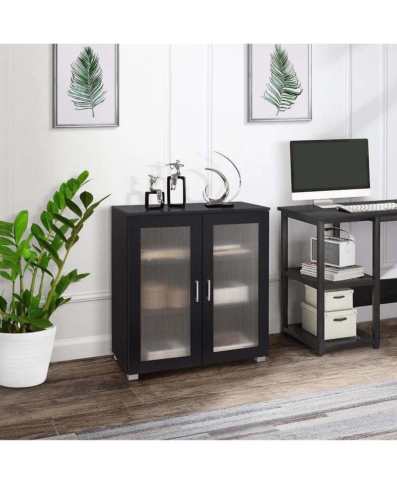 Kings Brand Furniture 2-Door Accent Storage Cabinet, Sideboard Buffet Floor Cupboard for Kitchen, Dining Room, Living Entryway