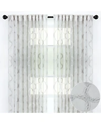 Chanasya Premium 2-Panel Moroccan Embroidered Design Textured Sheer Curtain Panels