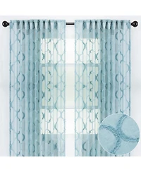 Chanasya Premium 2-Panel Moroccan Embroidered Design Textured Sheer Curtain Panels