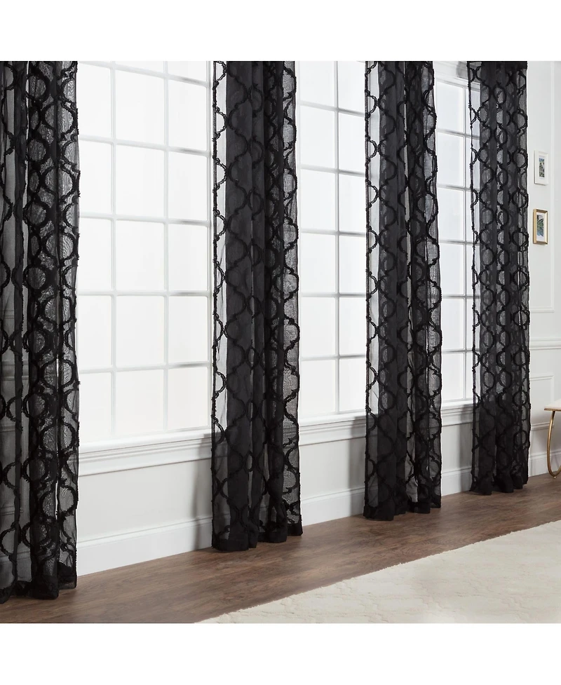 Chanasya Premium 2-Panel Faux Linen Shimmer Textured Sheer Curtain Panels