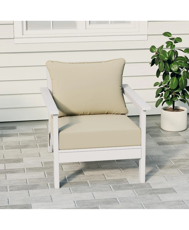 WestinTrends Outdoor Modern Hdpe Patio White Club Chair with Deep Seat Cushions
