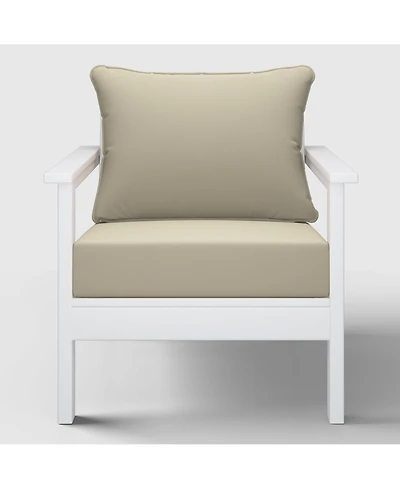 WestinTrends Outdoor Modern Hdpe Patio White Club Chair with Deep Seat Cushions