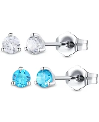 Lab Grown 2-Pc. Set Lab Grown Blue Sapphire (1/3 ct. t.w.) & Lab Grown White Sapphire (1/3 ct. t.w.) Stud Earrings in Sterling Silver (Also available