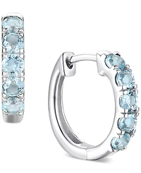 Lab Grown Ruby Five Stone Small Hoop Earrings (5/8 ct. t.w.) 10k Gold, 0.5" (Also available Citrine, Blue Topaz, Amethyst, Peridot, Sapphire, Em