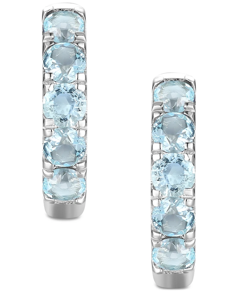 Lab Grown Ruby Five Stone Small Hoop Earrings (5/8 ct. t.w.) 10k Gold, 0.5" (Also available Citrine, Blue Topaz, Amethyst, Peridot, Sapphire, Em