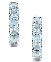 Lab Grown Ruby Five Stone Small Hoop Earrings (5/8 ct. t.w.) 10k Gold, 0.5" (Also available Citrine, Blue Topaz, Amethyst, Peridot, Sapphire, Em