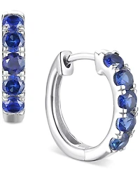 Lab Grown Ruby Five Stone Small Hoop Earrings (5/8 ct. t.w.) 10k Gold, 0.5" (Also available Citrine, Blue Topaz, Amethyst, Peridot, Sapphire, Em