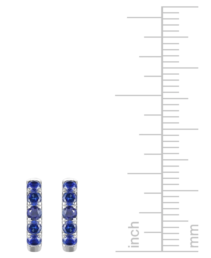 Lab Grown Ruby Five Stone Small Hoop Earrings (5/8 ct. t.w.) 10k Gold, 0.5" (Also available Citrine, Blue Topaz, Amethyst, Peridot, Sapphire, Em