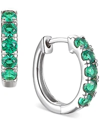 Lab Grown Ruby Five Stone Small Hoop Earrings (5/8 ct. t.w.) 10k Gold, 0.5" (Also available Citrine, Blue Topaz, Amethyst, Peridot, Sapphire, Em