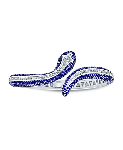 Bling Jewelry Exotic Serpent Bangle Bracelet with Cz Rhodium Plated Brass