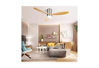 Sofucor 52" Ceiling Fan with Lights Remote Control Wood Blades Reversible Dc Motor