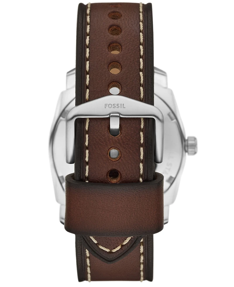 Fossil Men's Machine Three-Hand Date Brown Leather Watch and Bracelet Set, 42mm