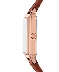 Fossil Women's Raquel Three-Hand Date Medium Brown Leather Watch and Bracelet Set, 23mm