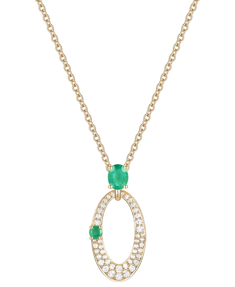 Sapphire (1/2 ct. t.w.) & Diamond (1/3 Oval 18" Pendant Necklace 14k White Gold (Also Available Ruby Emerald)
