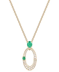 Sapphire (1/2 ct. t.w.) & Diamond (1/3 Oval 18" Pendant Necklace 14k White Gold (Also Available Ruby Emerald)