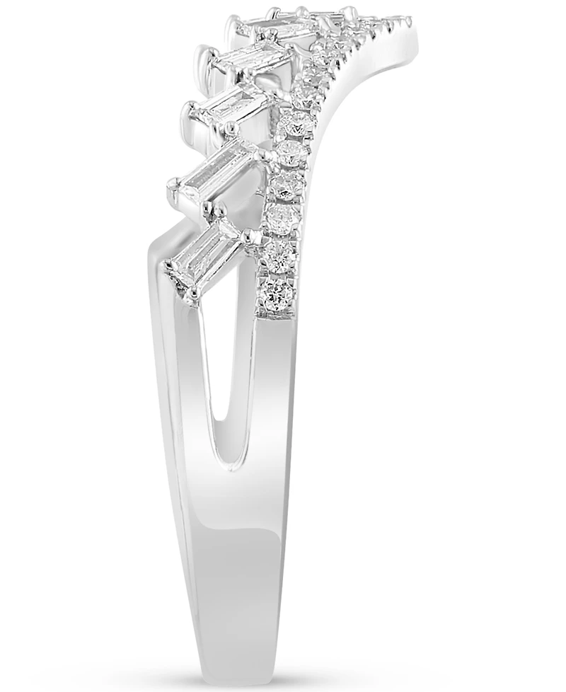 Effy Diamond Round & Baguette Chevron Ring (1/3 ct. t.w.) in 14K White Gold