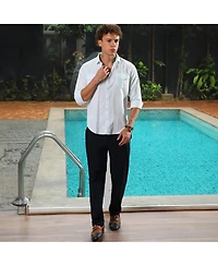 Men's Baby Blue Solid Utility Shirt