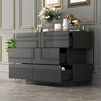 Homsee High Gloss White Wood 6-Drawer Chest of Drawers