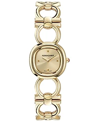 Ferragamo Women's Double Gancini Gold Ion Plated Stainless Steel Link Bracelet Watch 25mm