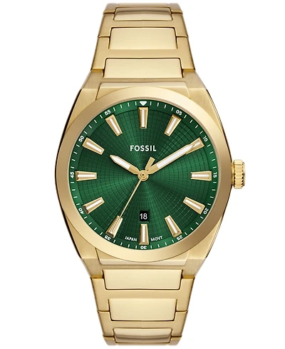 Fossil Men's Everett Three-Hand Date Gold-Tone Stainless Steel Watch, 42mm