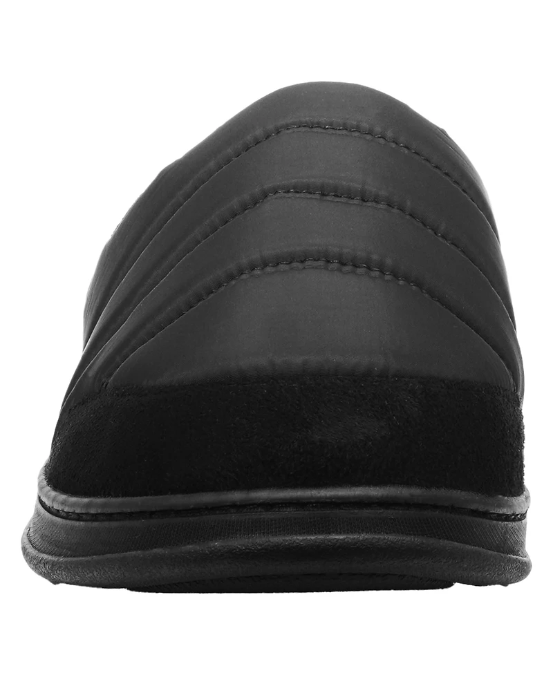 Weatherproof Men's Nylon Puffer Clog with Microplush Lining Indoor-Outdoor Sole Slipper