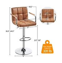 Yaheetech 2PCS Pu Leather Swivel Stools Adjustable Kitchen Chairs