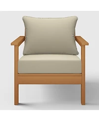 WestinTrends Outdoor Modern Hdpe Patio Teak Club Chair with Deep Seat Cushions