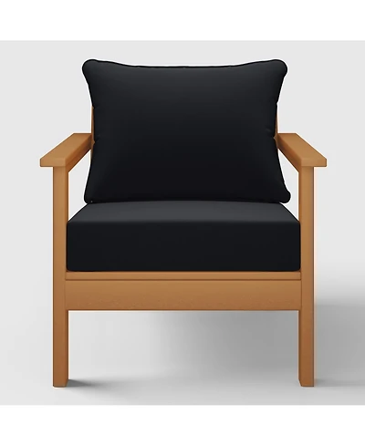 WestinTrends Outdoor Modern Hdpe Patio Teak Club Chair with Deep Seat Cushions