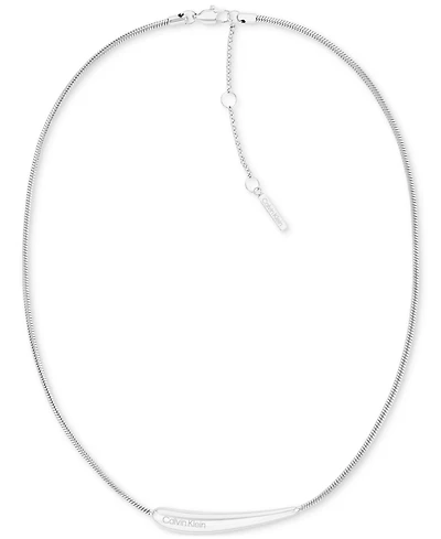 Calvin Klein Stainless Steel Elongated Raindrop Collar Necklace, 16" + 2" extender