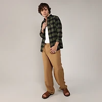 Men's Midnight Black & Sage Green Brushed Buffalo Check Shirt