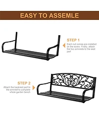 Slickblue 50'' Iron & Pvc Outdoor Bench – Durable Courtyard Park Seating for Leisure and Relaxation