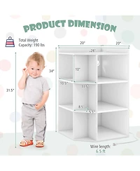 3-Tier Kids Corner Toy Storage Organizer with Usb Ports and Outlets 9 Cubbies