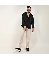 Men's Midnight Black Pleat-Creased Shirt