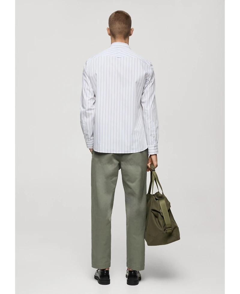 Mango Men's Striped Cotton Shirt