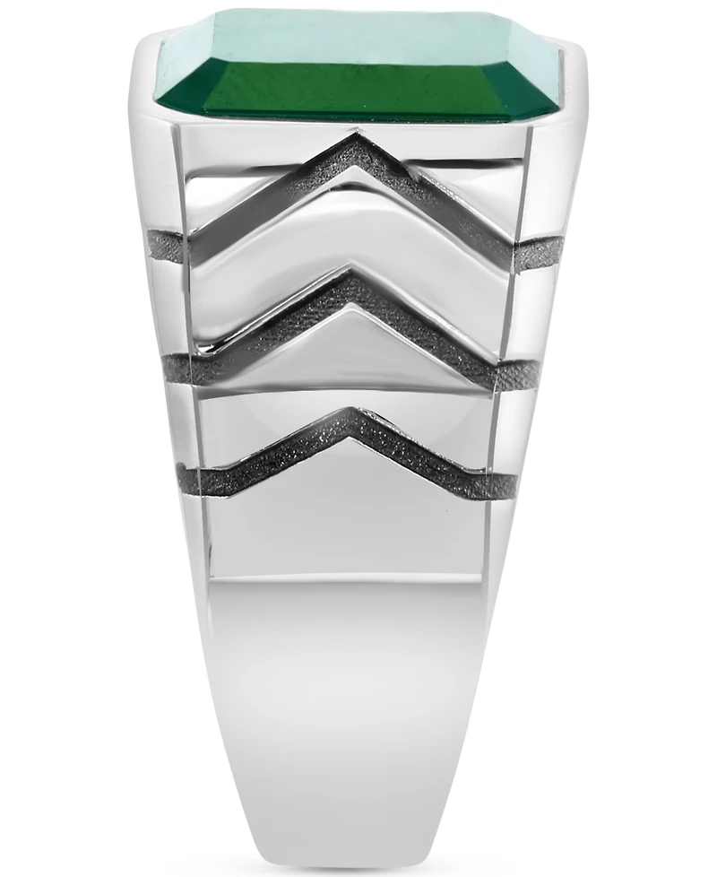 Effy Men's Green Onyx (3-3/4 ct. t.w.) Statement Ring in 14k Gold Over Sterling Silver & Sterling Silver