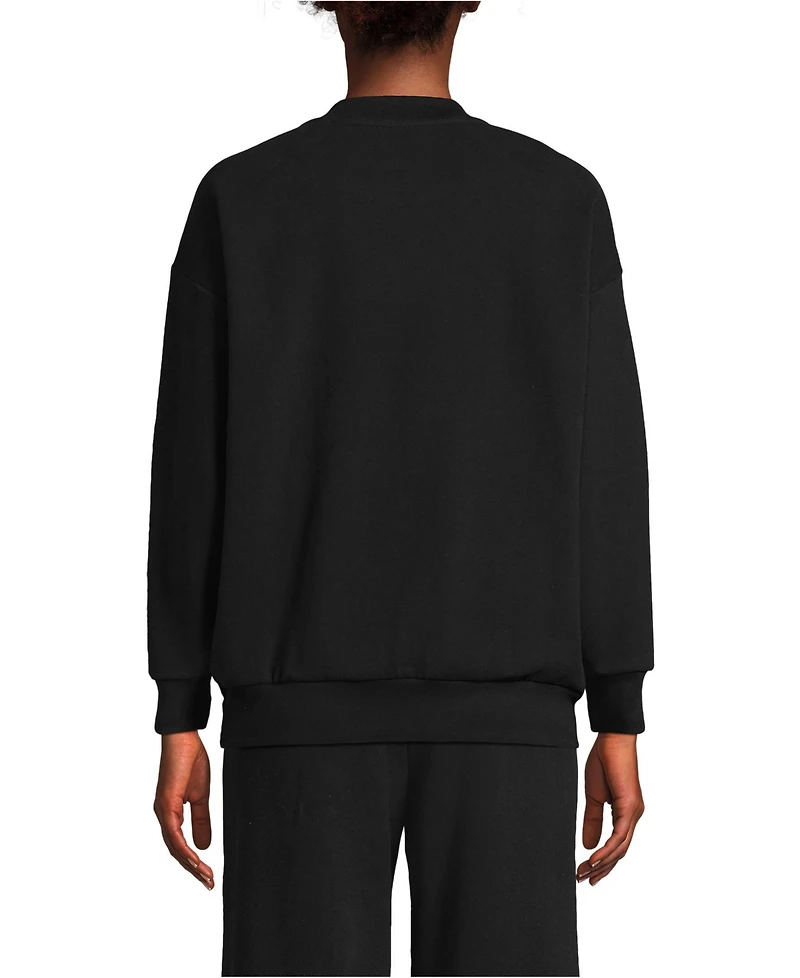 Lands' End Women's Serious Sweats Oversized Long Sleeve Crew Neck Sweatshirt - Set Top