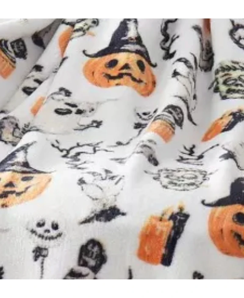 Kate Aurora Halloween Spooky Ghosts & Frankensteins Ultra Soft & Plush Oversized Accent Throw Blanket