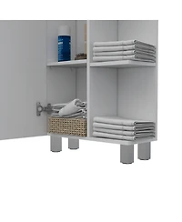Depot E-shop Venus Mirror Linen Single Door Cabinet, Five External Shelves, Four Interior Shelves