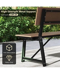 2 Pcs 4-Person Bench with All-Weather Hdpe Seat & Back Heavy-Duty Metal Support