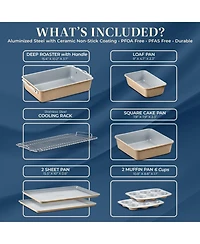Bakken 8-Piece Stackable Bakeware Set - Ceramic Non-Stick Coating, Baking Sheets, Assorted Baking Pans, Ptfe, Pfoa & Pfos Free