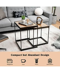 Gymax Coffee Tables Nesting Side Set of 2 for Living Room Modern W/ Sturdy Steel Frame